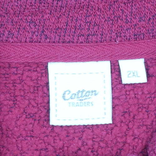 Cotton Traders Mens Red 2XL Fleece Half Zip Sweatshirt