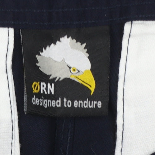 ORN Mens Navy Cargo Workwear Trousers Size 32R Reflective Polyester Cotton