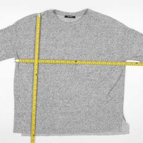 Zara Trafaluc Women Grey Short Sleeve Relaxed Fit Basic T-Shirt S