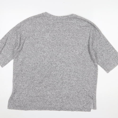 Zara Trafaluc Women Grey Short Sleeve Relaxed Fit Basic T-Shirt S