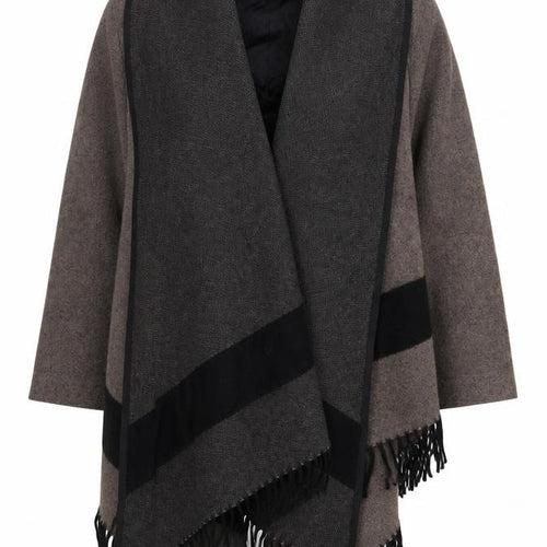 Zara Woman Brown Wool Blend Wrap Fringe Cardigan Size L