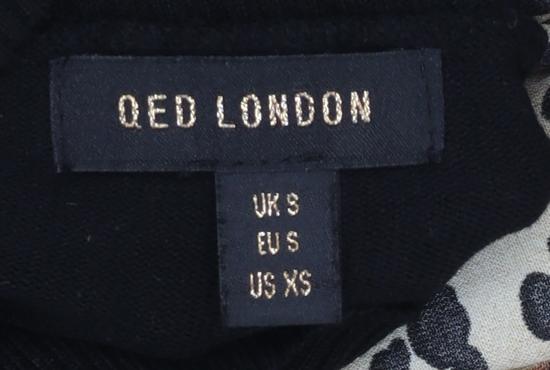 QED London Women's Black Leopard Ruffle Roll Neck Jumper Size S