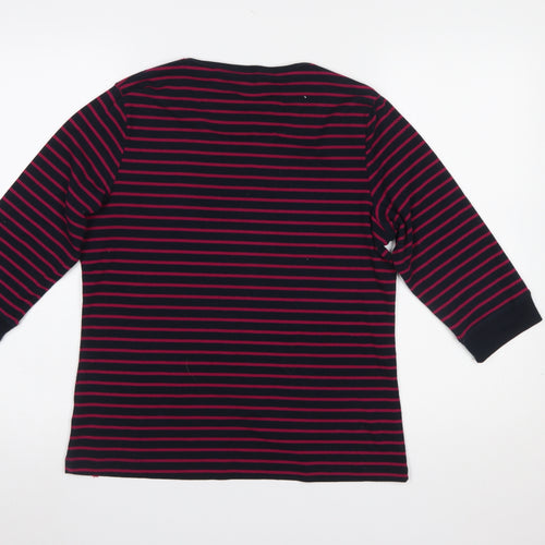 Bm Casual Women's Navy & Pink Striped 3/4 Sleeve Henley T-Shirt Size M