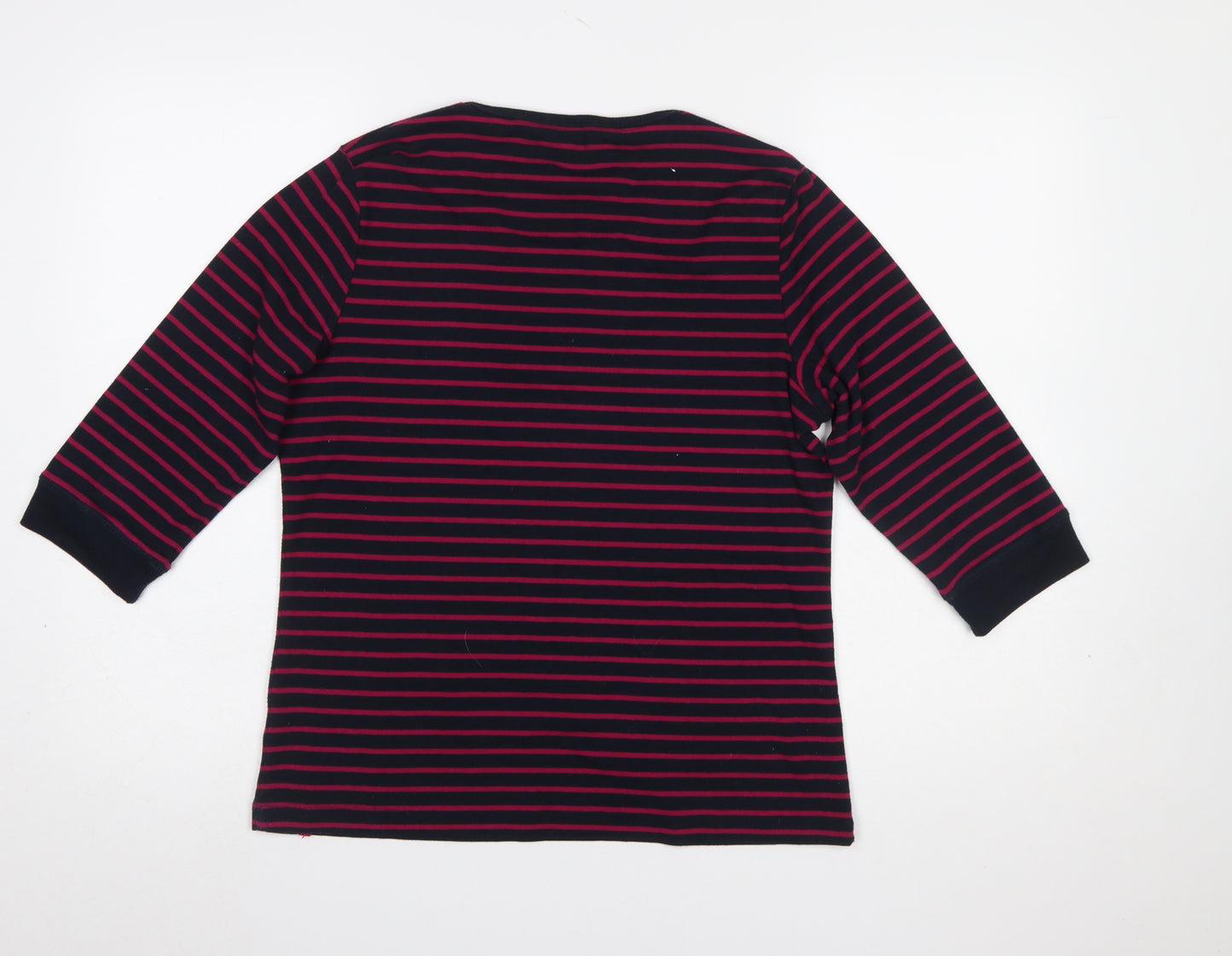 Bm Casual Women's Navy & Pink Striped 3/4 Sleeve Henley T-Shirt Size M