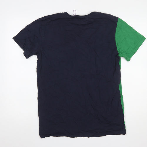 Wimbledon Men's Green Colourblock Cotton T-Shirt L