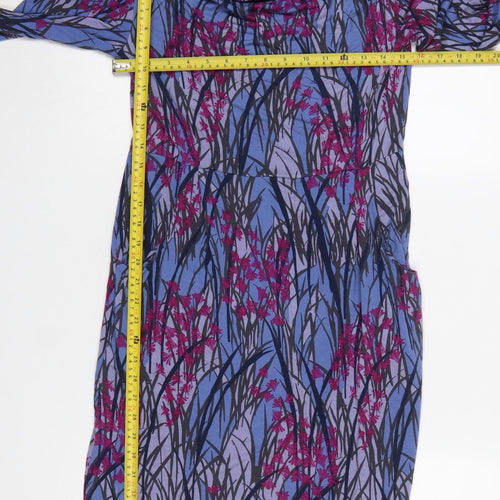 White Stuff Women’s Blue Floral Cowl Neck Jersey Shift Dress Size 10