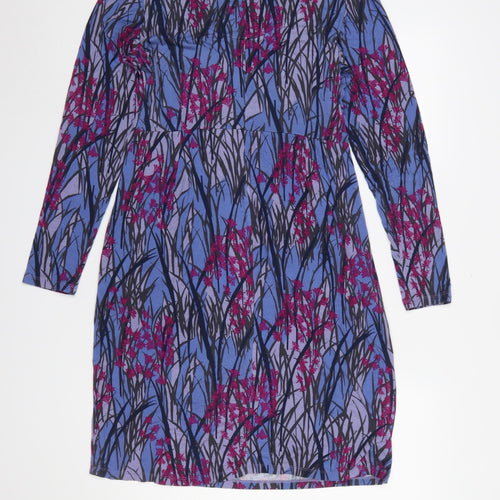 White Stuff Women’s Blue Floral Cowl Neck Jersey Shift Dress Size 10