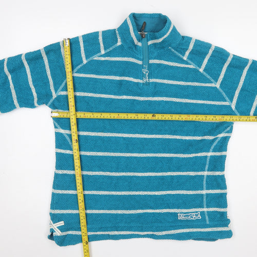 Weird Fish Womens Blue Striped 1/4 Zip Cotton Pullover Sweatshirt XL