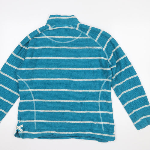 Weird Fish Womens Blue Striped 1/4 Zip Cotton Pullover Sweatshirt XL