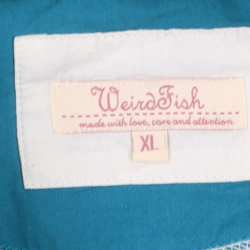 Weird Fish Womens Blue Striped 1/4 Zip Cotton Pullover Sweatshirt XL