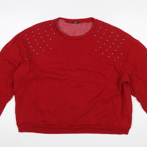 Tezenis Womens Red Studded Pullover Sweatshirt Size L