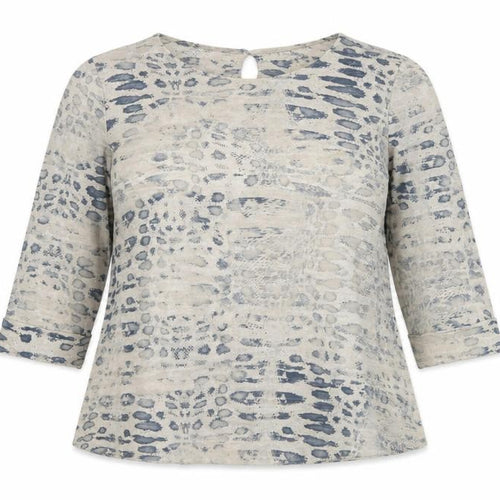 Alba Monti Womens Beige Animal Print Tunic Blouse XL
