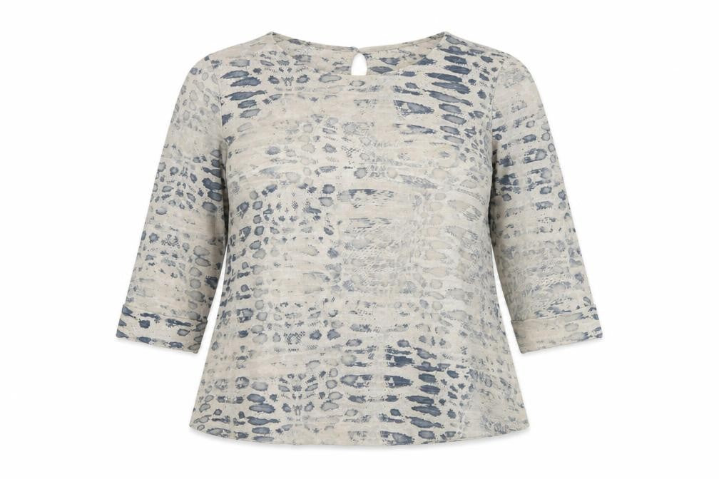 Alba Monti Womens Beige Animal Print Tunic Blouse XL