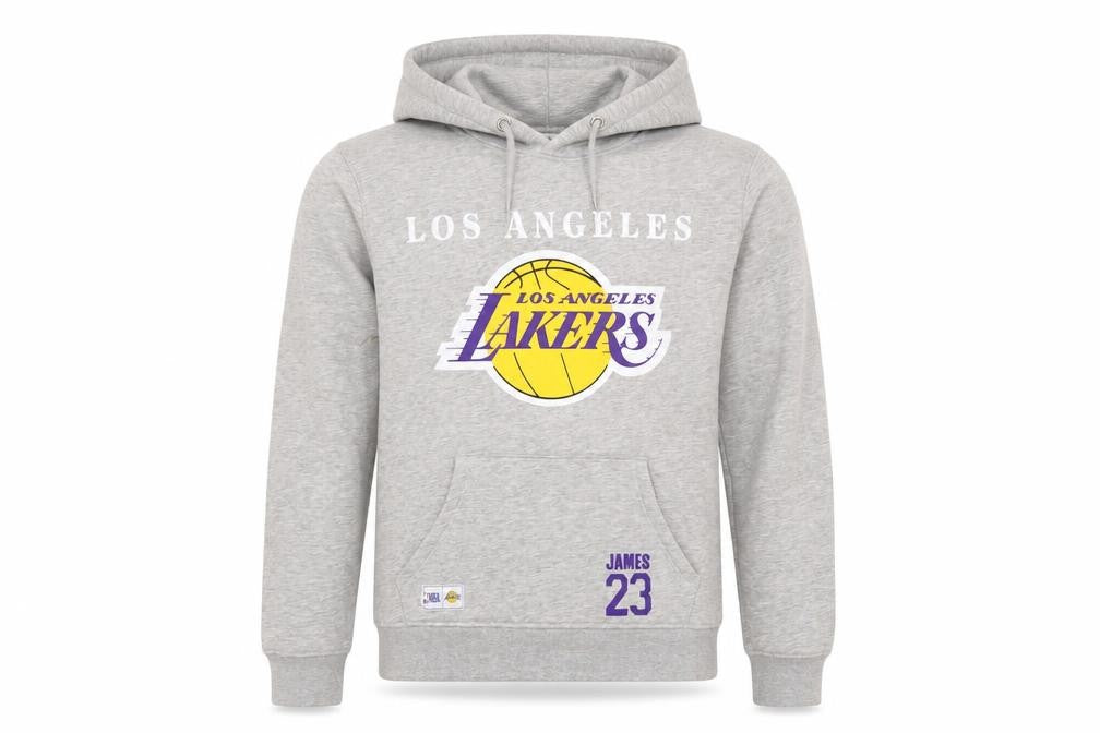 Front view of Primark NBA Los Angeles Lakers Grey Men's Pullover Hoodie M
