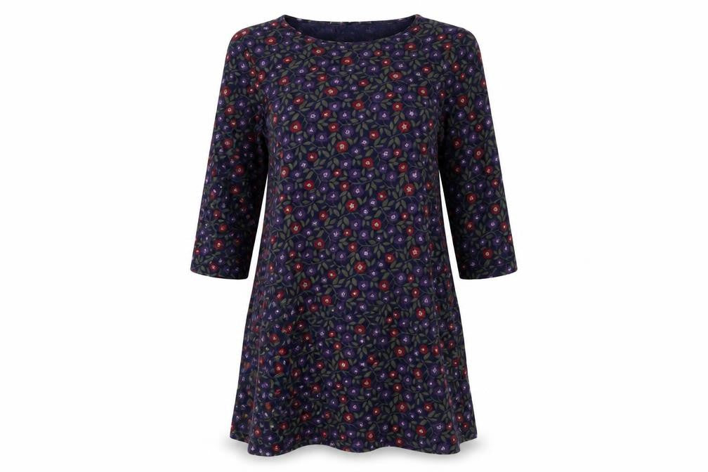 Front view of Seasalt Cornwall women’s multicoloured floral cotton tunic top uk 8