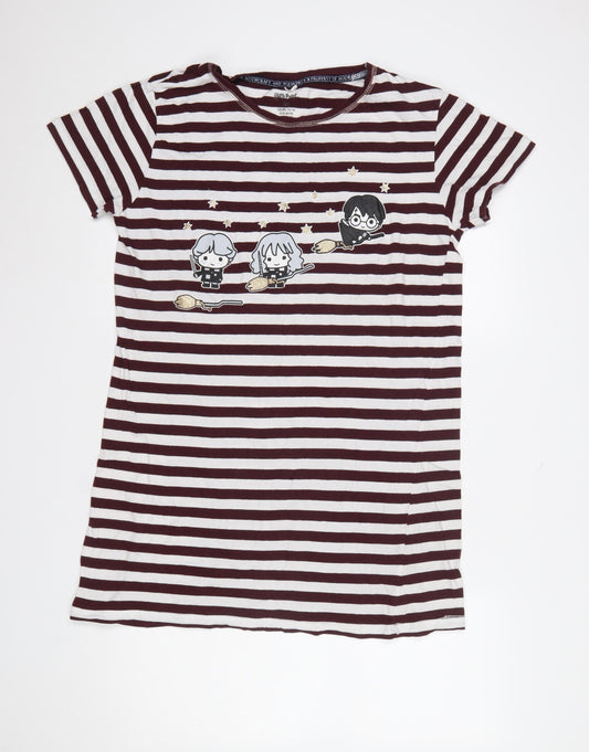 Primark Women’s Harry Potter Striped Nightshirt Size 12-14 Burgundy