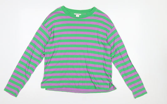 Monki Women’s Multicoloured Striped Long Sleeve Basic T-Shirt Size S