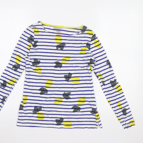 Boden Women’s Multicoloured Lemon Stripe Long Sleeve Cotton T-Shirt UK 8