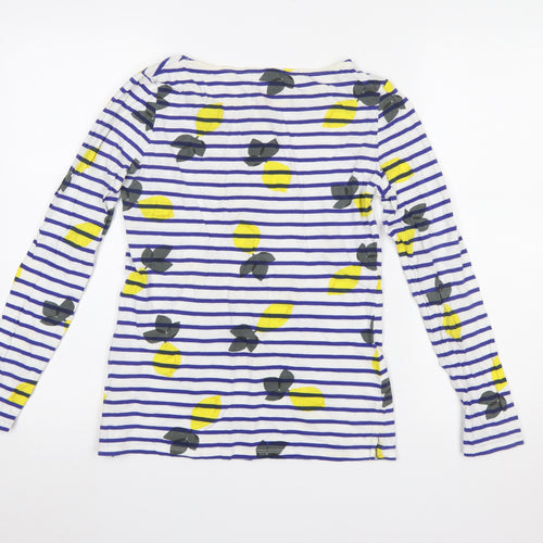 Boden Women’s Multicoloured Lemon Stripe Long Sleeve Cotton T-Shirt UK 8