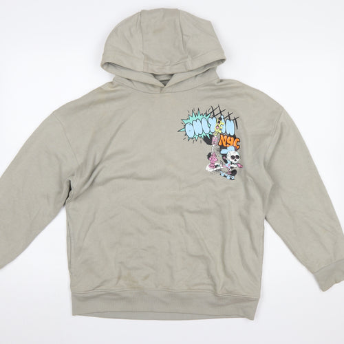 Marks and Spencer Boys Beige Graphic Pullover Hoodie 12 Years Cotton Blend