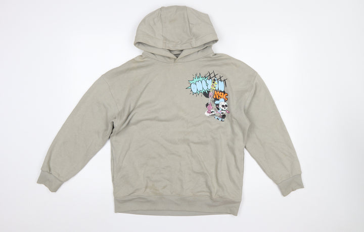 Marks and Spencer Boys Beige Graphic Pullover Hoodie 12 Years Cotton Blend