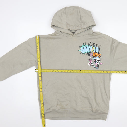Marks and Spencer Boys Beige Graphic Pullover Hoodie 12 Years Cotton Blend