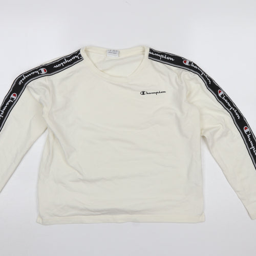Champion Women's Ivory Long Sleeve Crew Neck Jersey Top Size S
