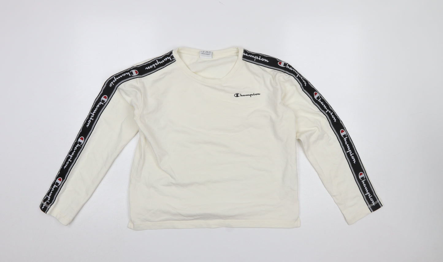 Champion Women's Ivory Long Sleeve Crew Neck Jersey Top Size S