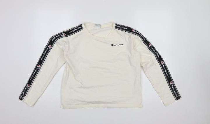 Champion Women's Ivory Long Sleeve Crew Neck Jersey Top Size S