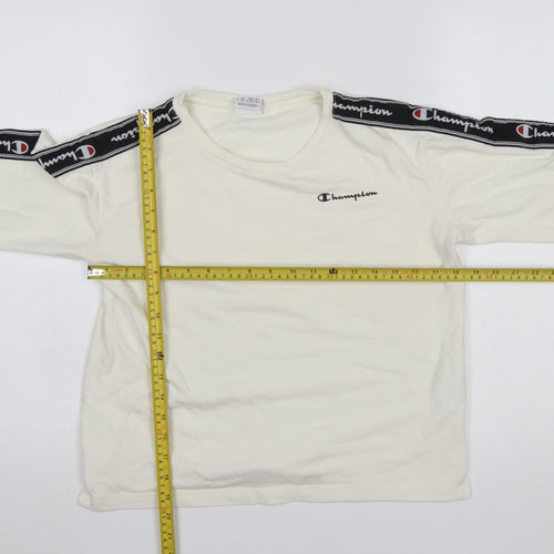 Champion Women's Ivory Long Sleeve Crew Neck Jersey Top Size S