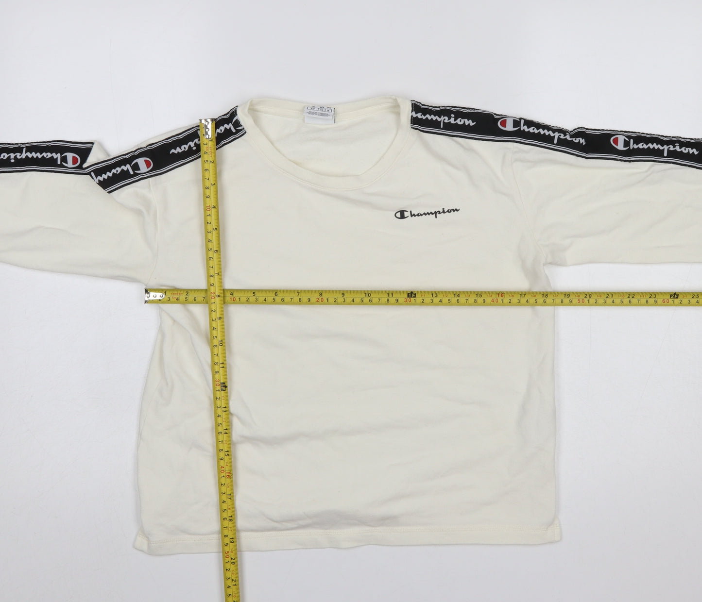 Champion Women's Ivory Long Sleeve Crew Neck Jersey Top Size S