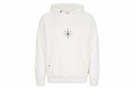 Front view of IHTEVEL Men White Pullover Hoodie M Cotton Graphic Fleece Sweatshirt