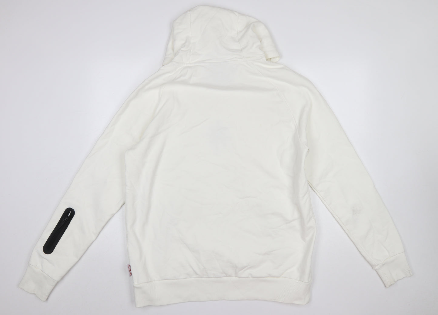 IHTEVEL Men White Pullover Hoodie M Cotton Graphic Fleece Sweatshirt