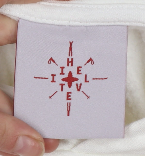 IHTEVEL Men White Pullover Hoodie M Cotton Graphic Fleece Sweatshirt