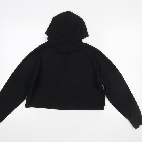 Puma Girls Black Logo Pullover Hoodie Size L Cotton Blend Fleece