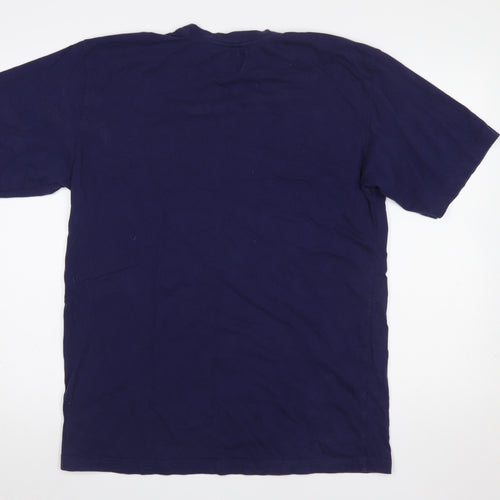 Cottonfield Sport Men's Blue Colourblock Crew Neck T-Shirt Size L
