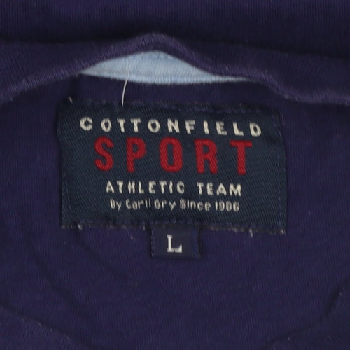 Cottonfield Sport Men's Blue Colourblock Crew Neck T-Shirt Size L