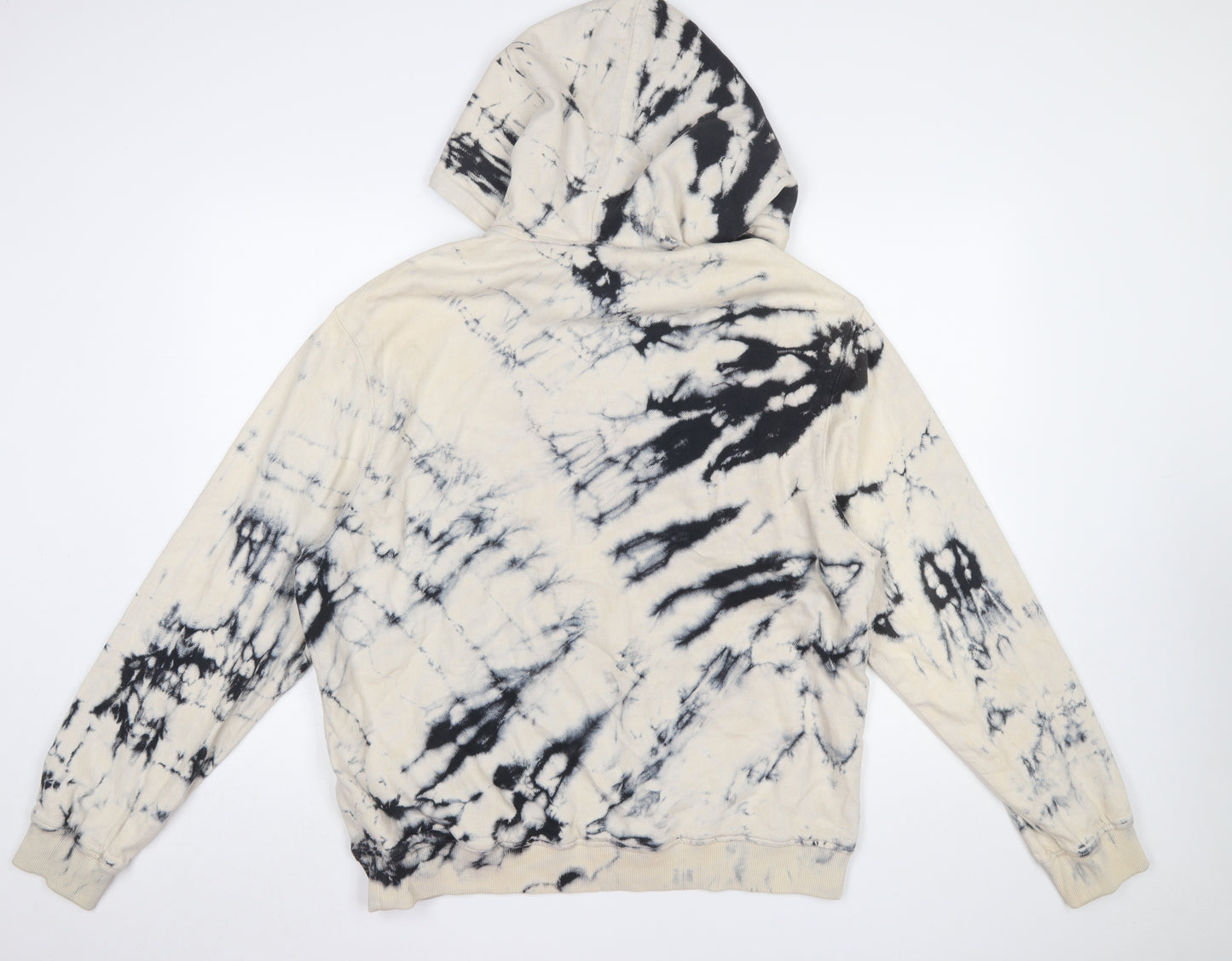 Zara Mens Beige Black Tie Dye Pullover Hoodie Size M