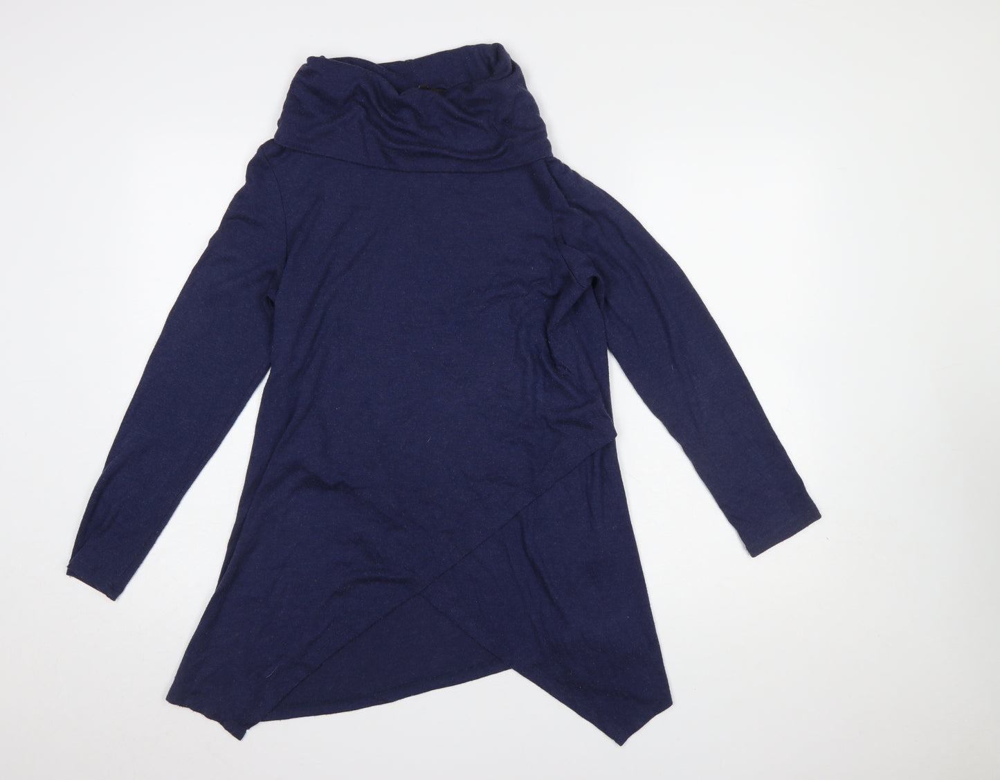Phase Eight Women Blue Size 16 Cowl Neck Long Sleeve Tunic Top