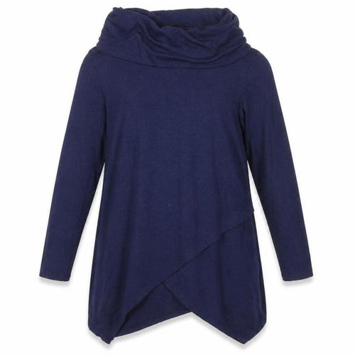 Phase Eight Women Blue Size 16 Cowl Neck Long Sleeve Tunic Top