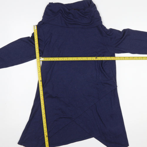 Phase Eight Women Blue Size 16 Cowl Neck Long Sleeve Tunic Top
