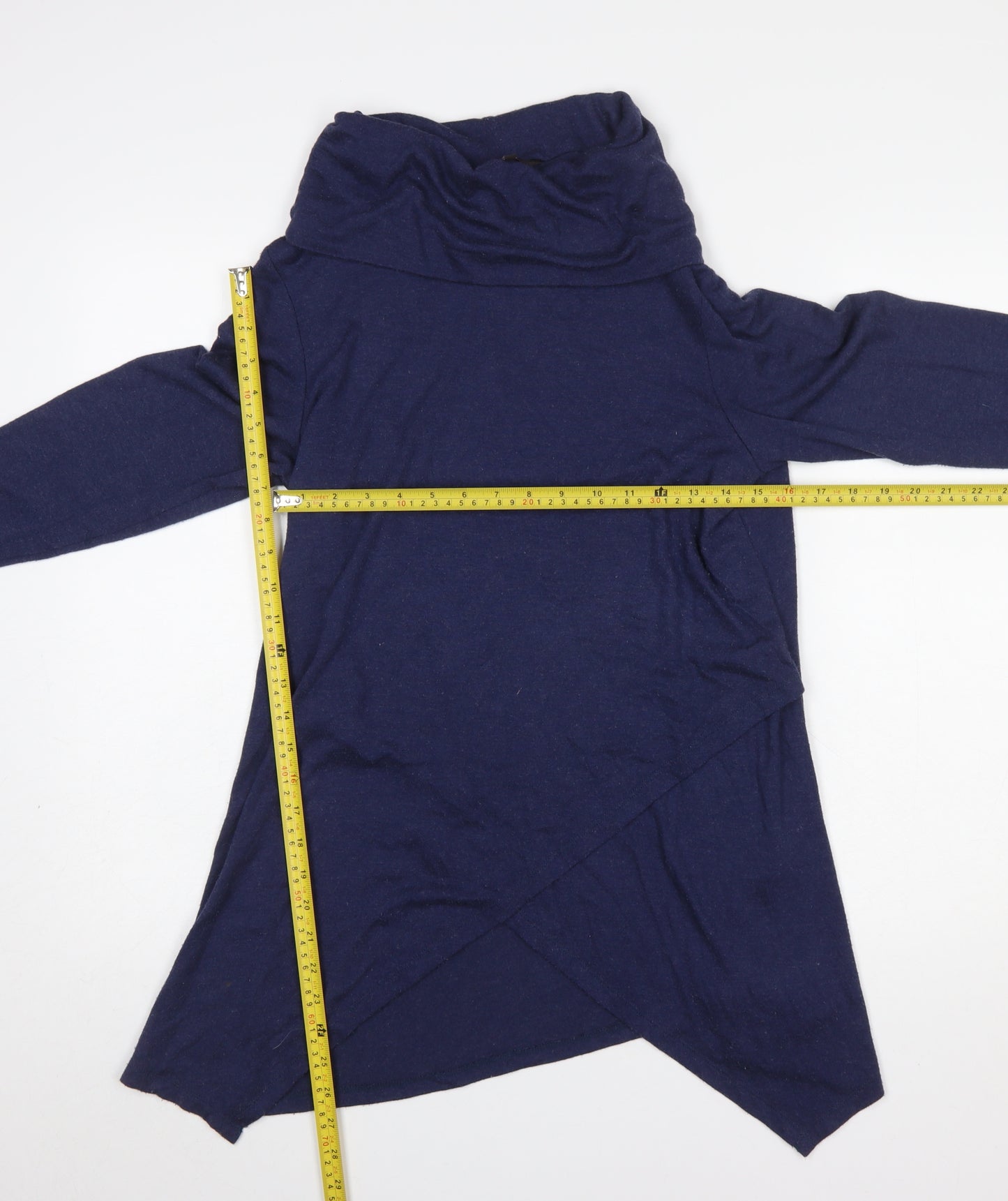Phase Eight Women Blue Size 16 Cowl Neck Long Sleeve Tunic Top