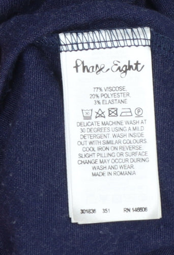 Phase Eight Women Blue Size 16 Cowl Neck Long Sleeve Tunic Top