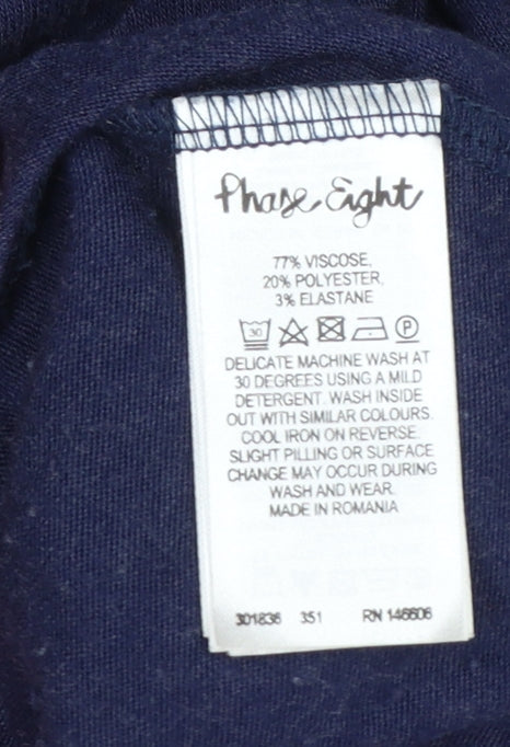 Phase Eight Women Blue Size 16 Cowl Neck Long Sleeve Tunic Top