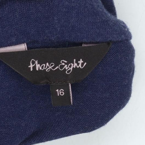 Phase Eight Women Blue Size 16 Cowl Neck Long Sleeve Tunic Top