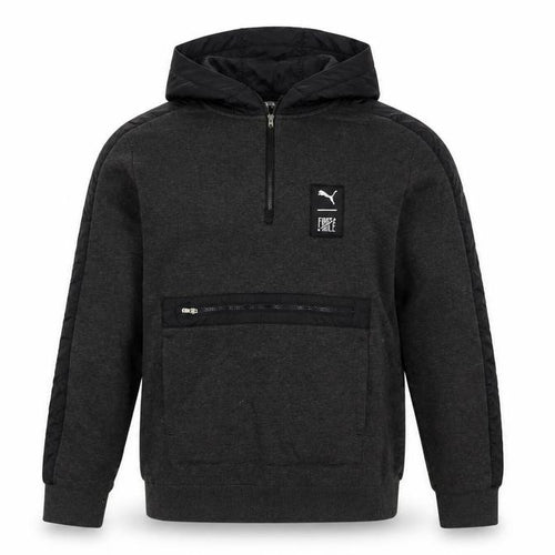 Puma Men’s Grey 1/2 Zip Hoodie Medium Cotton Sportswear
