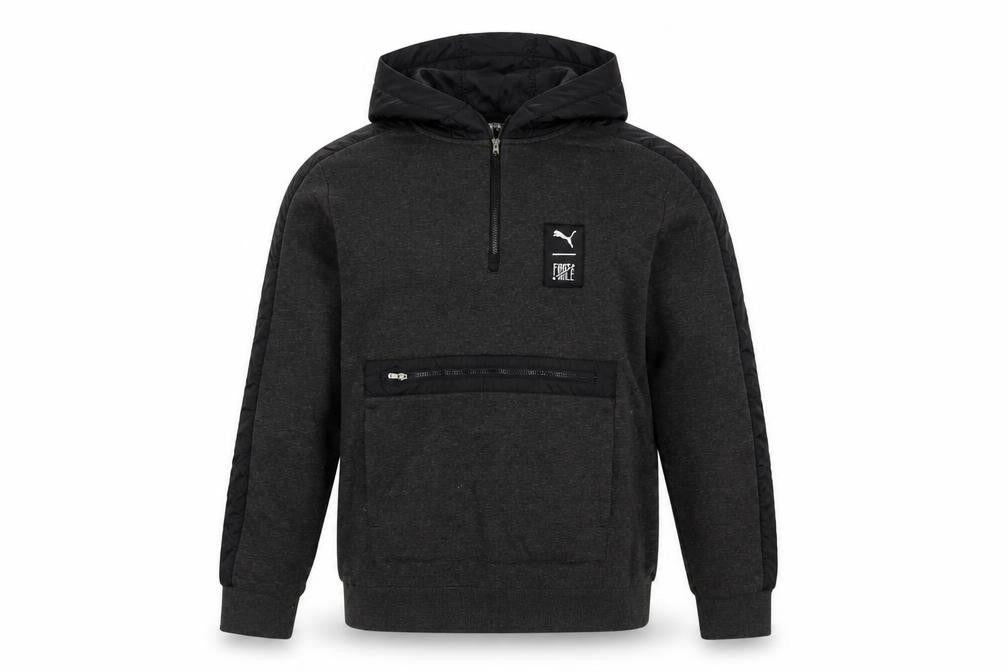 Puma Men’s Grey 1/2 Zip Hoodie Medium Cotton Sportswear