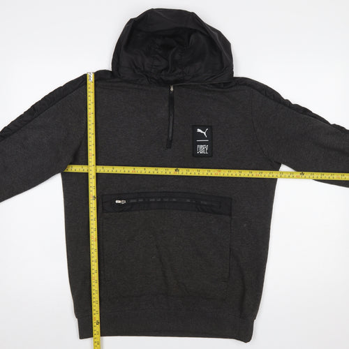 Puma Men’s Grey 1/2 Zip Hoodie Medium Cotton Sportswear