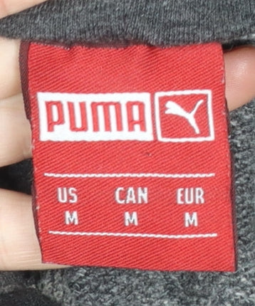 Puma Men’s Grey 1/2 Zip Hoodie Medium Cotton Sportswear