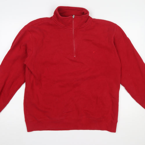 Fila Mens Red 1/2 Zip Pullover Fleece Sweatshirt Size M